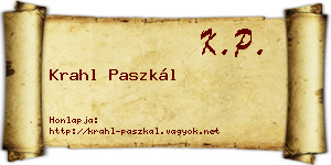 Krahl Paszkál névjegykártya